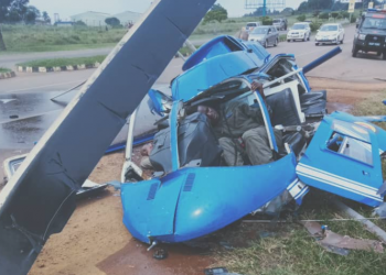 Photos: UPDF Chopper crashes in Entebbe, 2 Crew members Rushed to Hospital