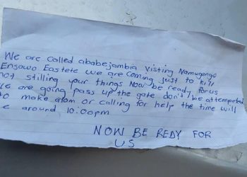 Bijambiya terror Squad warns Namugongo residents; “Nsawo Estate be Ready at 10pm”