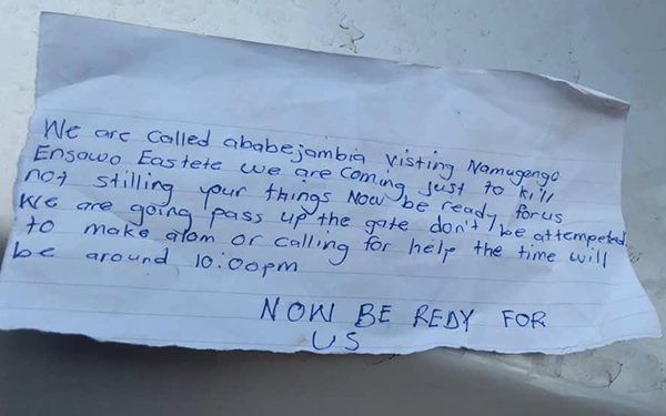 Bijambiya terror Squad warns Namugongo residents; “Nsawo Estate be Ready at 10pm”