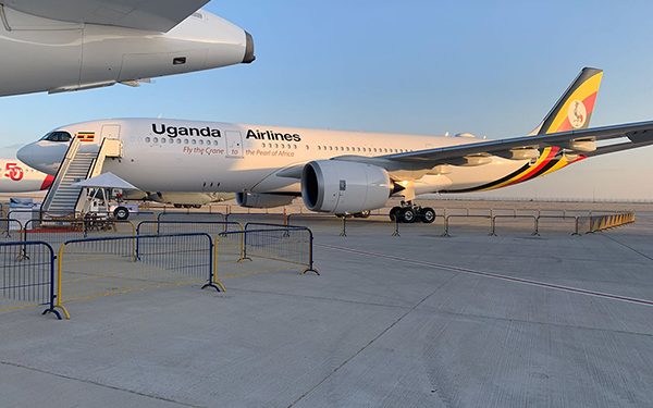 Uganda Airlines Airbus exhibited at Competitive Dubai Airshow