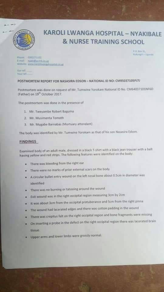 Confirmed: Dead Rukungiri protester was shot in the head