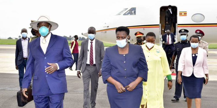 Museveni returns Home after Selling Uganda to the World